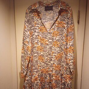 Marcell Von Berlin Dress sz 10 blk orange white print!